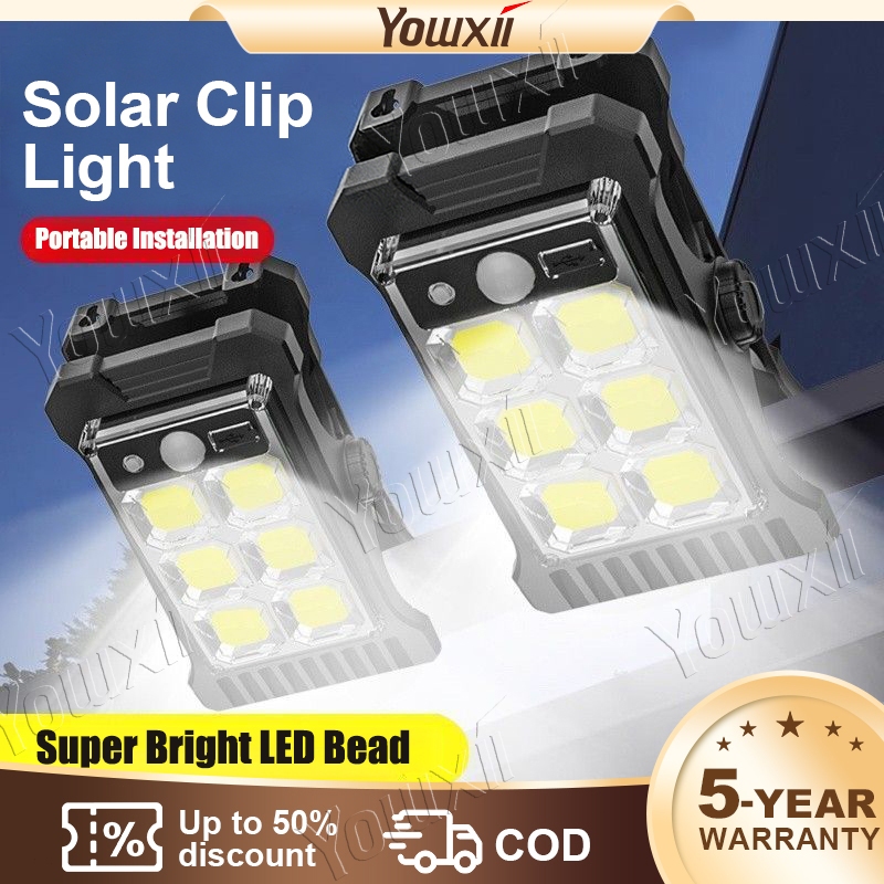 Yowxii Solar Light Clip Solar / USB Powered Portable IP67 Waterproof Motion Sensor lampu solar