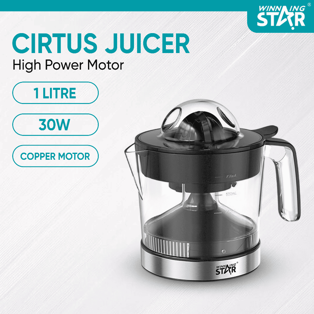 WINNING STAR CIRTUS JUICER 1L ELECTRIC ORANGE MACHINE AUTOMATIC FRUIT JUICER PENGILING JUS AUTOMATIK MESIN BUAH JUS