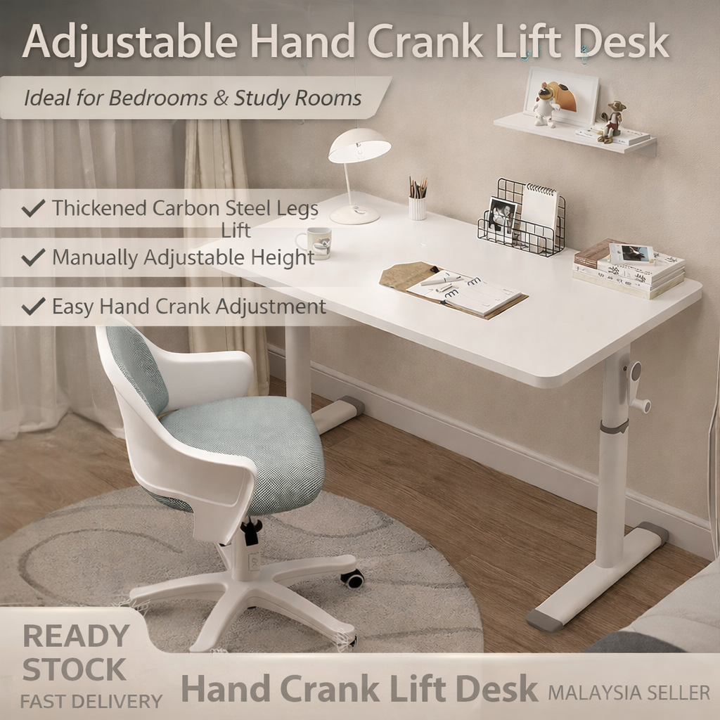 🔥Ready Stock🔥Adjustable Lifting Meja Belajar Desk with Drawers Study Table Gaming Computer Table with Bookshelf Office