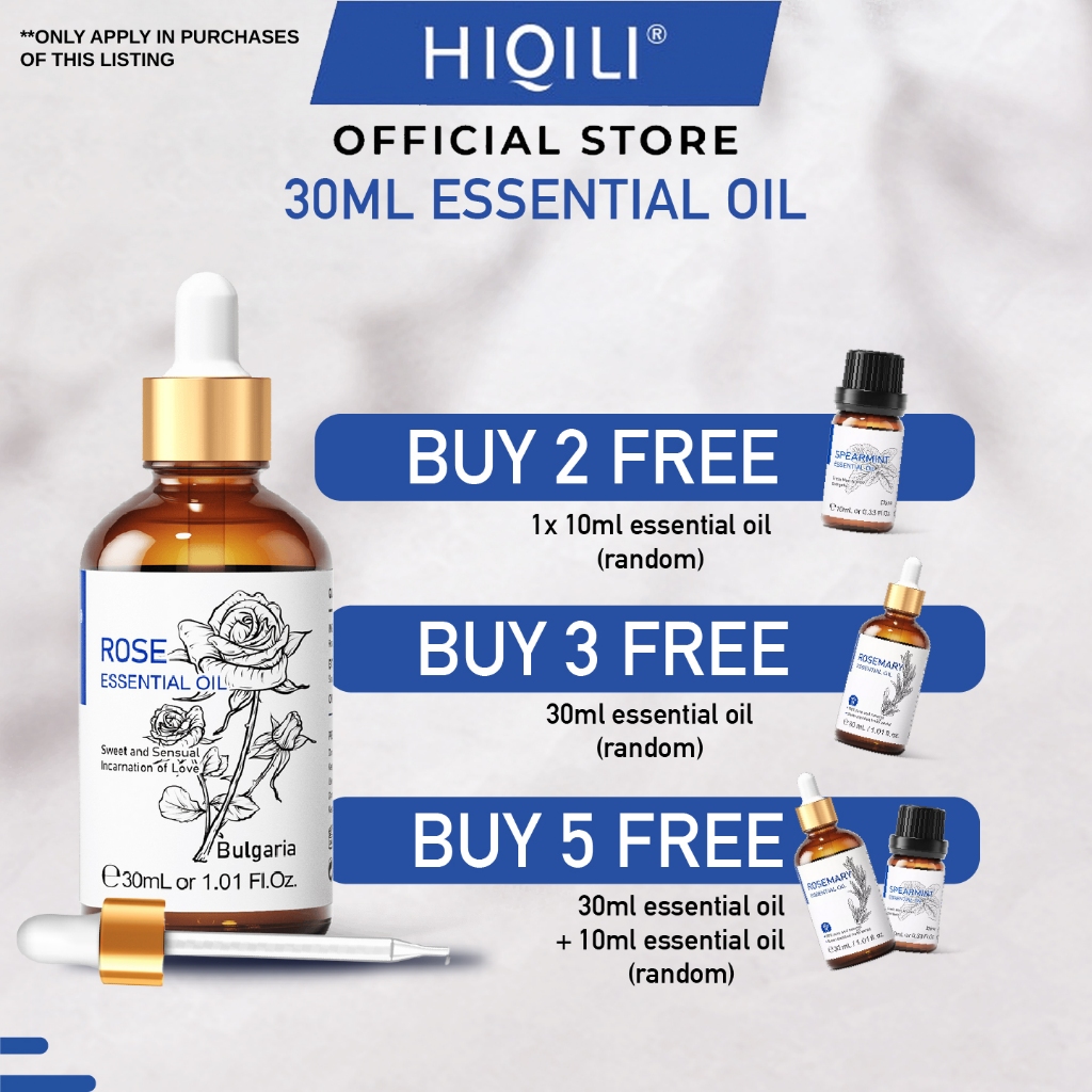 【HiQiLi】30ML Essential Oil Natural Plant Aromatherapy Diffuser Massage Oil Candle Pewangi Bilik 香薰精油