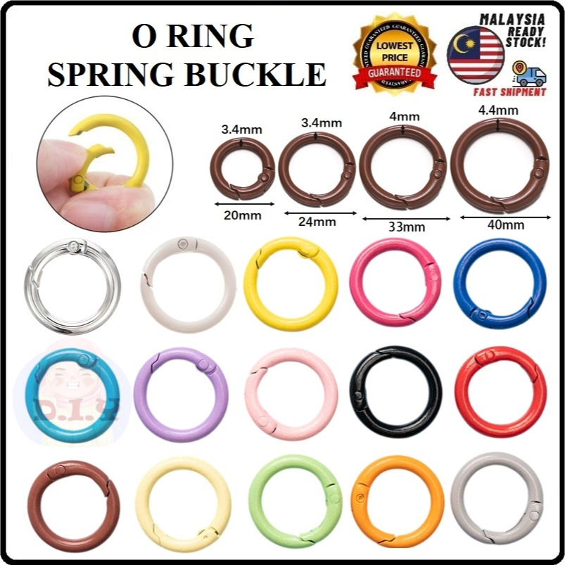 [1 PCS] O Ring Spring Buckle Gantung Kunci O Ring Keychain Handbag Bag Accessories DIY Hooks Chain 弹簧圈 彩色弹簧扣