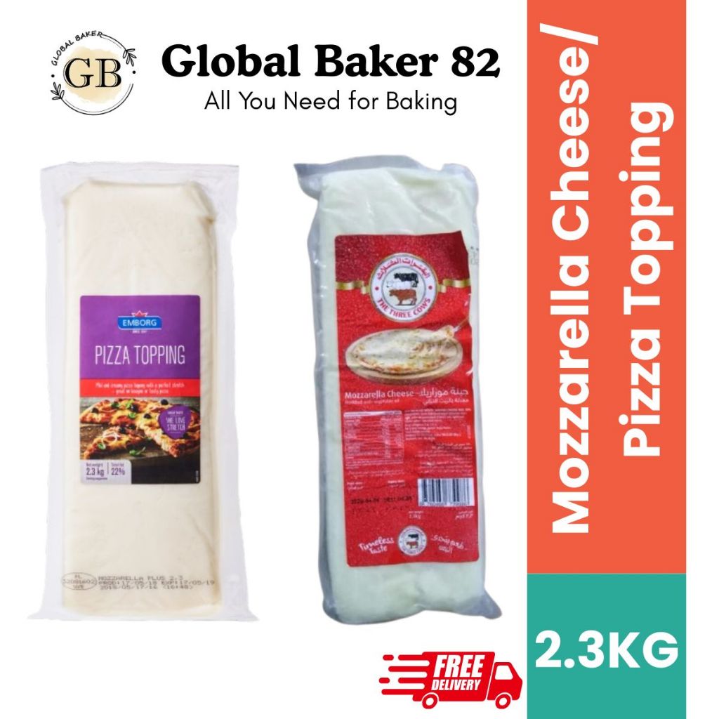 Keju Mozzarella 2.3KG Blok (HALAL) | Untuk Pizza & Cheese Lovers | EMBORG / THREE COW