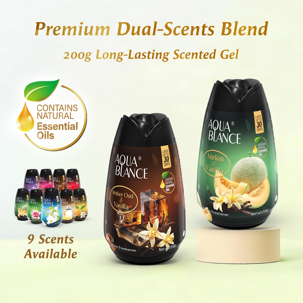 AQUABLANCE Premium Scented Gel Air Fresheners | 200g Long-Lasting Natural Essential Oil Solid Fragrance ( Dual-Scents )