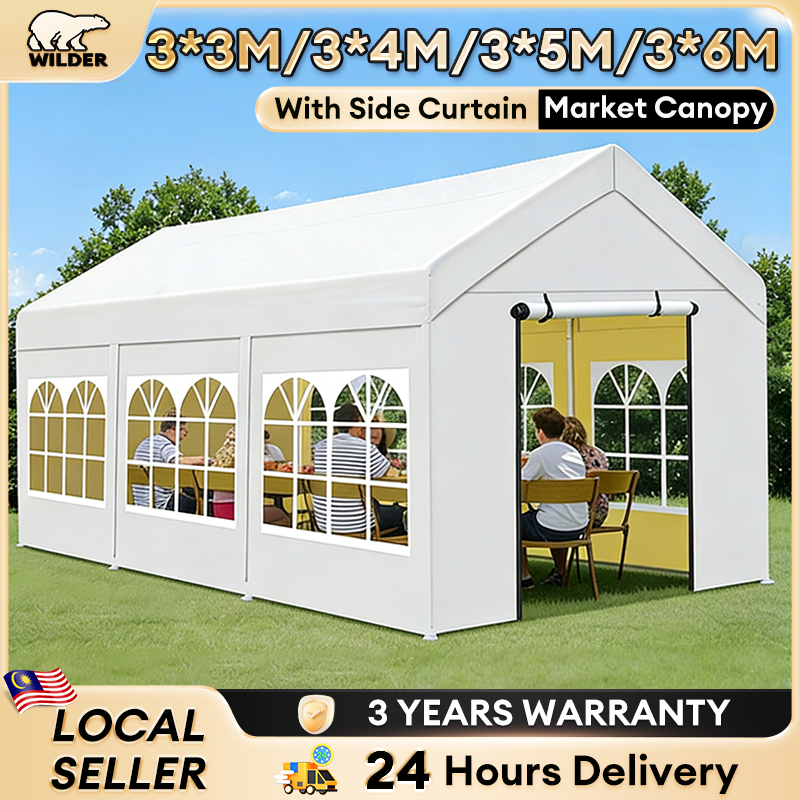3x3M Mini Market Stall Car Canopy Khemah Lipat Heavy Duty Gazebo Tent Khemah Niaga Bazaar Tent