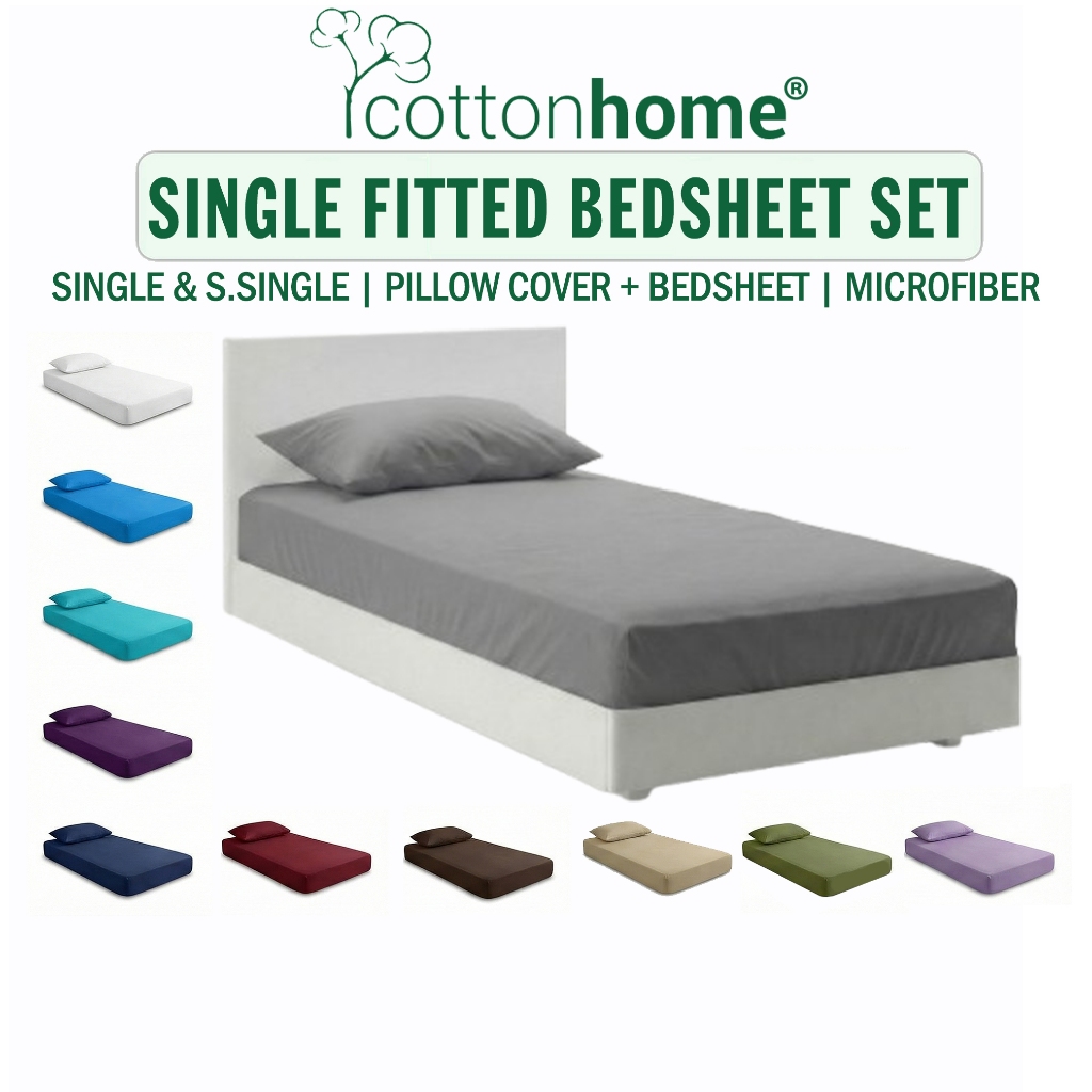 Super Soft 2in1 Set Single / Super Single fitted with Pillowcase sarung bantal cadar Bamboo like tilam getah asrama
