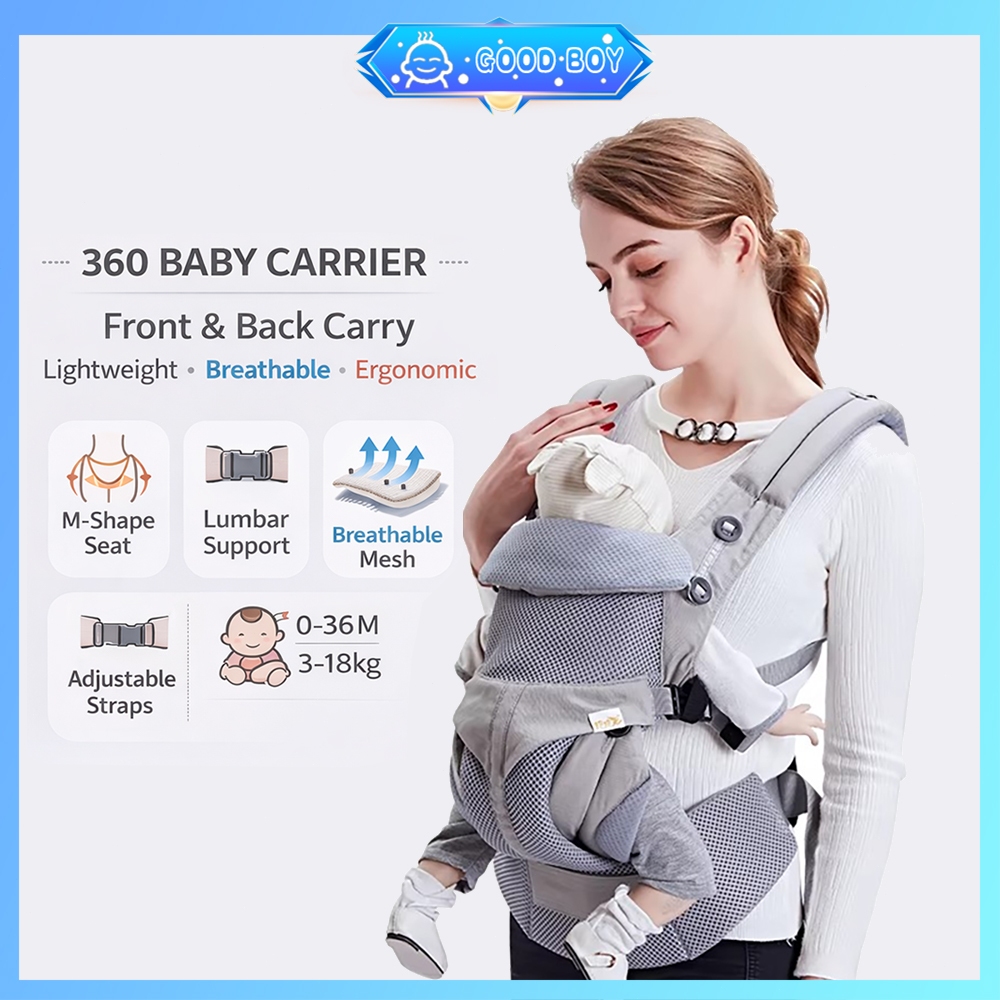 Good Boy Carrier Front & Back Carry Lightweight Breathable Ergonomic Infant Carrier for Newborn & Toddler Outdoor Use