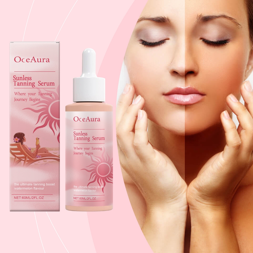 OCEAURA Tanning Serum 60ml Face Tanning Glowing Skin Natural Bronze Lightweigh Hydrating Nourishing