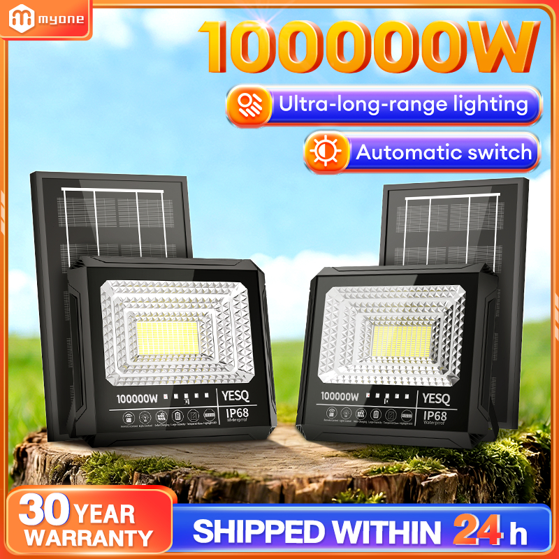 【READY STOCK】MEM solar light outdoor lighting 100000W Solar Spotlight lampu solar IP68 Waterproof solar Street light