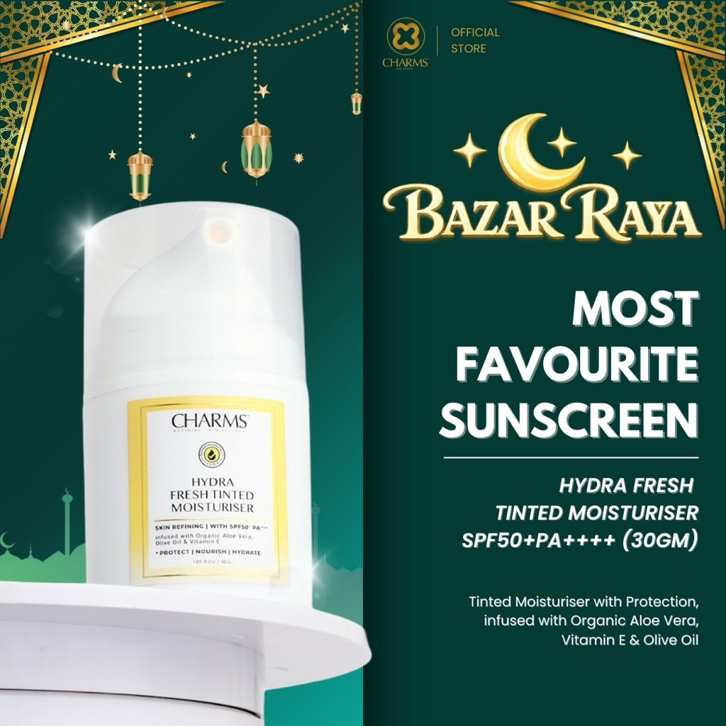 CHARMS SKINCARE HQ Pelembap Muka Hydra Fresh Tinted Moisturiser 30GM SPF50+ PA++ Halal Sunscreen