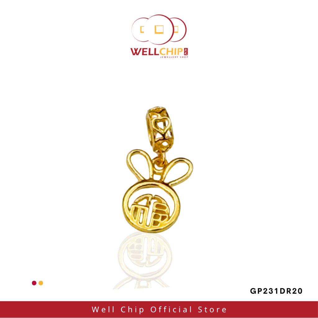 Loket Emas 916 Arnab lucky | Fortune Rabbit 916 Gold Pendant | Emas 916 | Kedai Emas WELL CHIP
