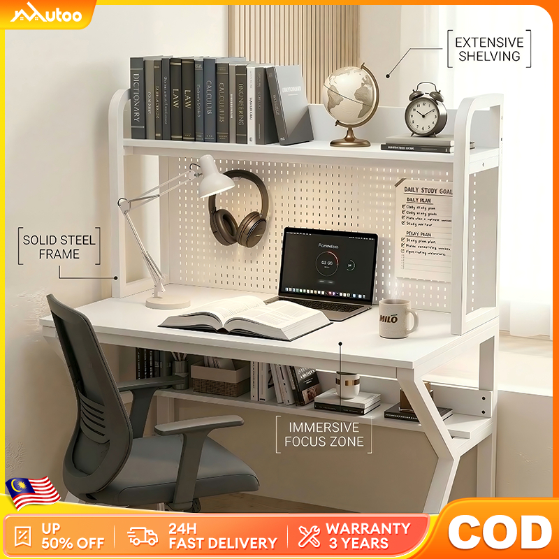 Meja Belajar Multifunctional Study Desk  With Storage Bookshelf Computer Table Office Table  桌子/学习桌