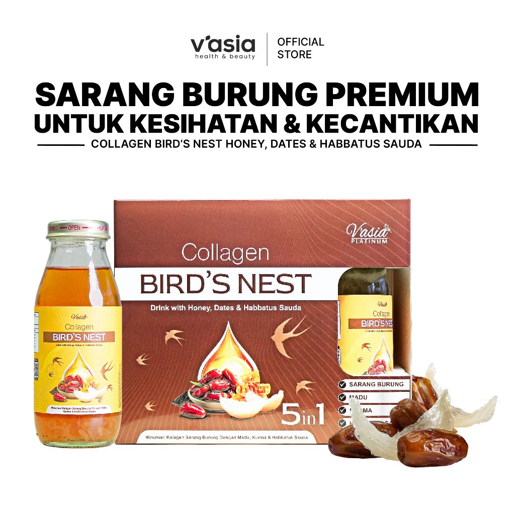 V'ASIA COLLAGEN BIRD'S NEST DRINK WITH HONEY, DATES & HABBATUS SAUDA