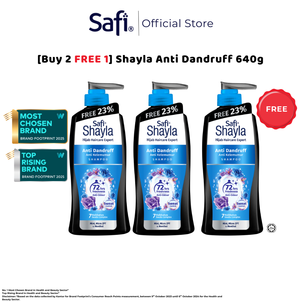 [Buy 2 Free 1] Safi Shayla Anti Dandruff Shampoo 640g | Remove 99.9% cause of dandruff | Soothe scal