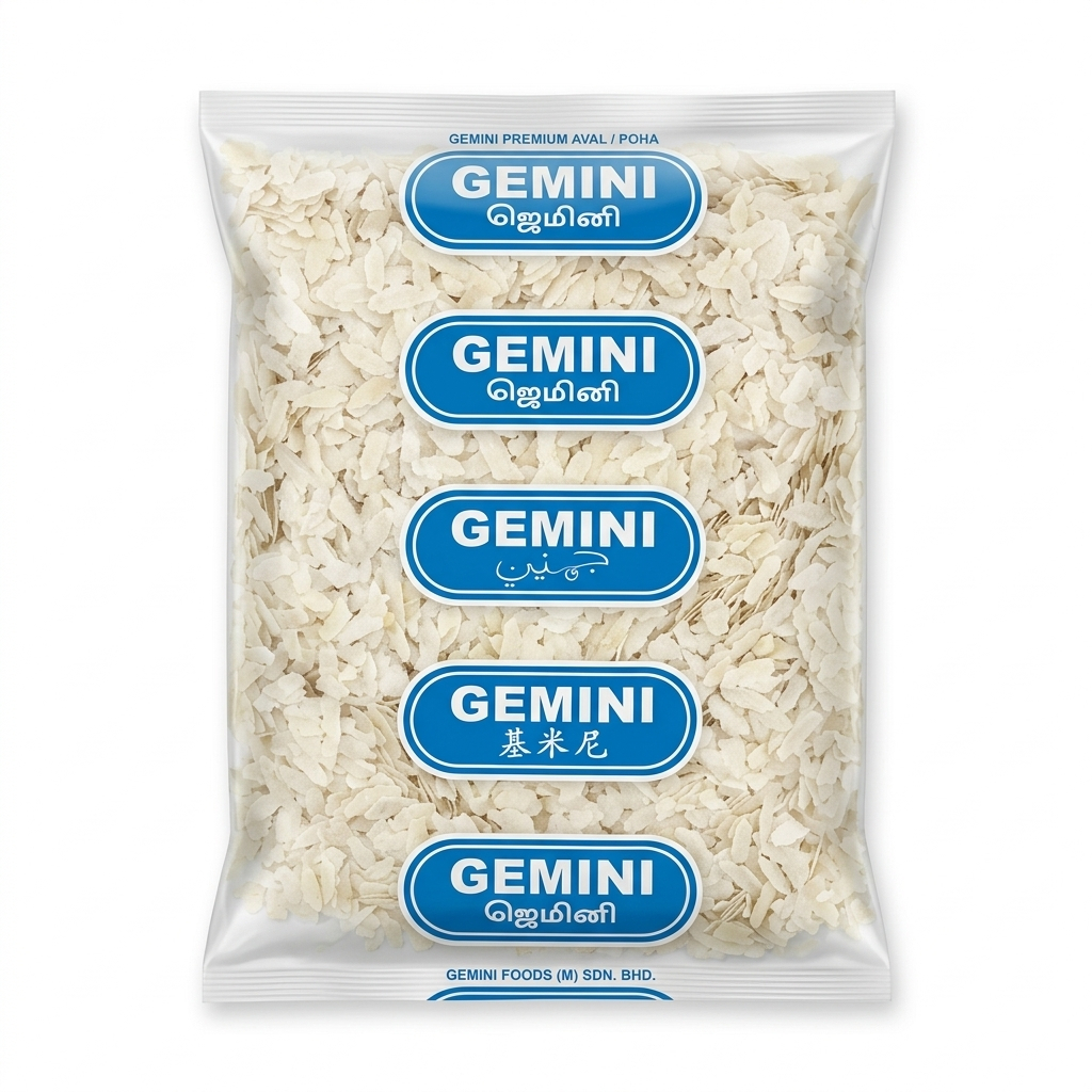 Gemini Premium Aval250g/Rice Flakes 250g/Poha Beras 250g/Nipis, Rangup, Serbaguna/Kualiti Tinggi