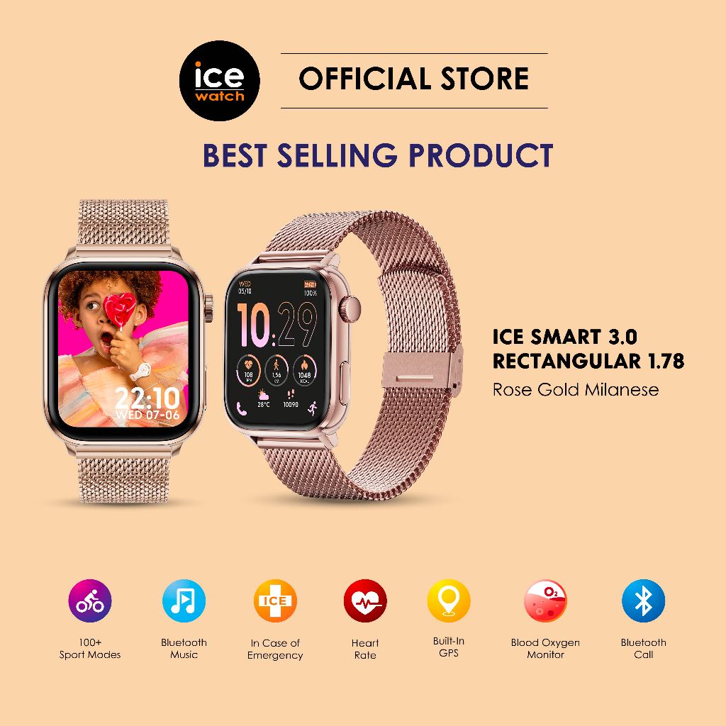 Ice-Watch ICE smart 3.0 rectangular 1.78 - Rose Gold Milanese [024304] | Bluetooth | GPS | Fitness Tracker | Lifestyle