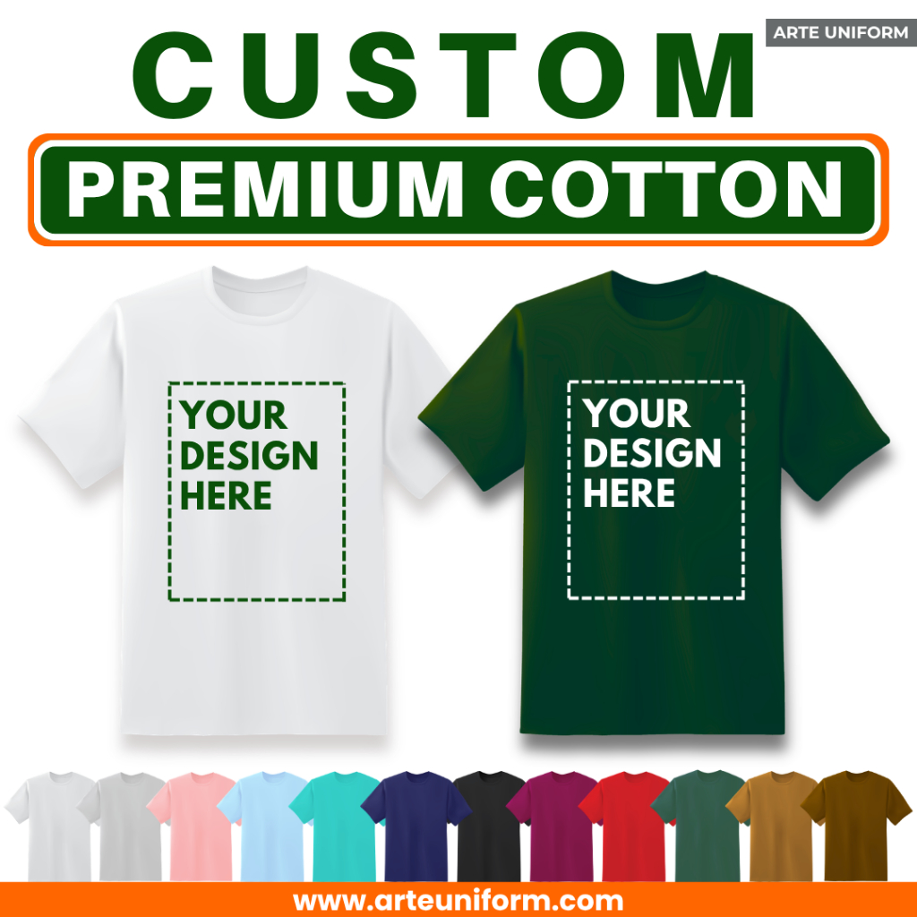 Custom Cotton T-Shirt Printing | Premium Cotton | Unisex Short Sleeve Round Neck Tshirt | Print Baju