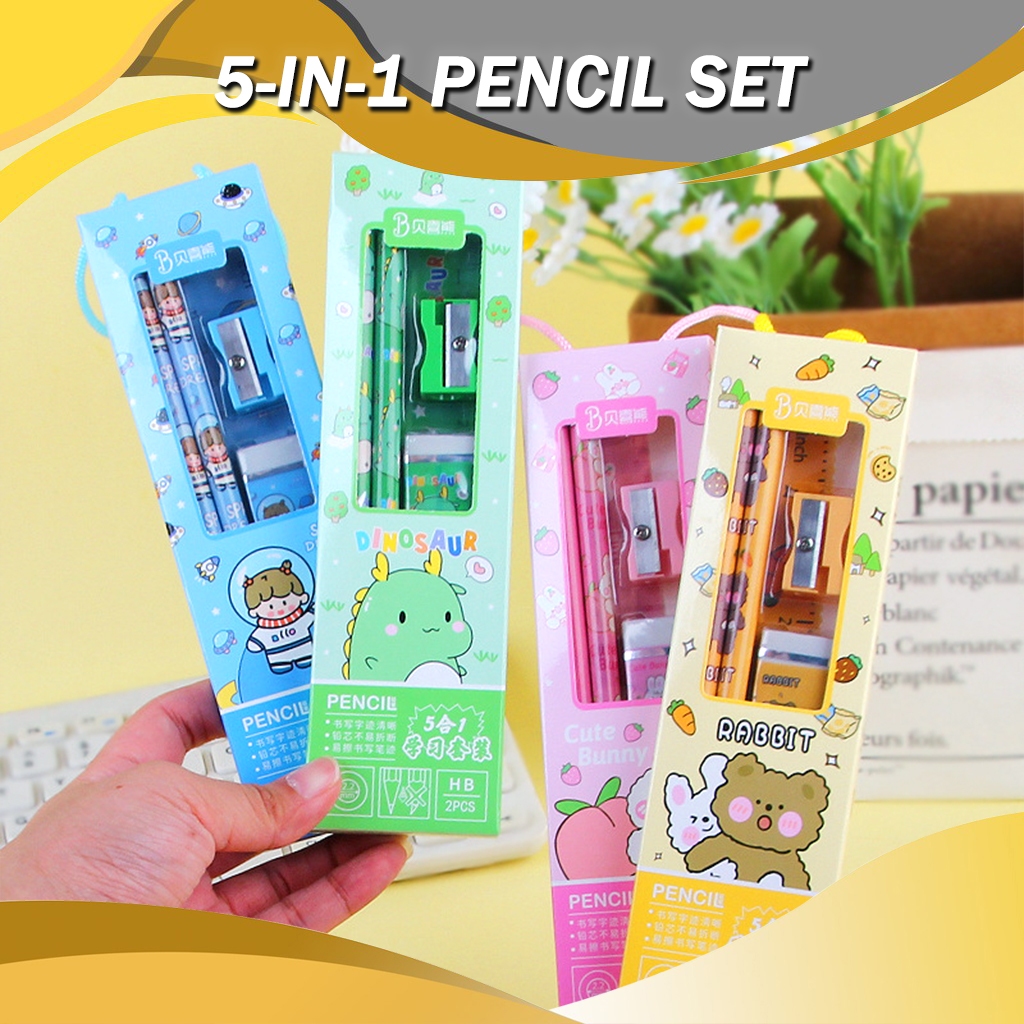 5 in 1 Stationary Set Stationery Pencil Hadiah Birthday Gift Hari Jadi Doorgift Present Spiderman Frozen Mickey