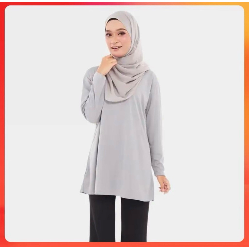 ADVO Microfiber Muslimah Jersey Baju Jersi Muslimah Blouse Dress T Shirt Perempuan Women Baju Sukan Long Sleeve