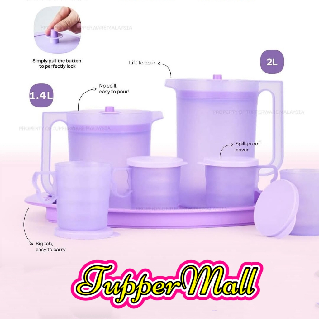 (READY STOCK) Tupperware Purple Blossom Pitcher and Mug Collection (1.4L/2L/350ml)