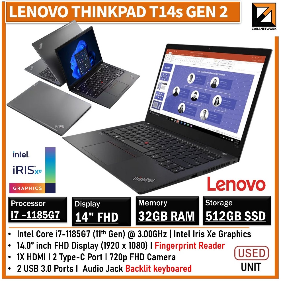Lenovo ThinkPad T14s / T14 Laptop(1 YEAR WARRANTY T&C)Core i7/11th GEN 14" Display UPTO 32GB RAM