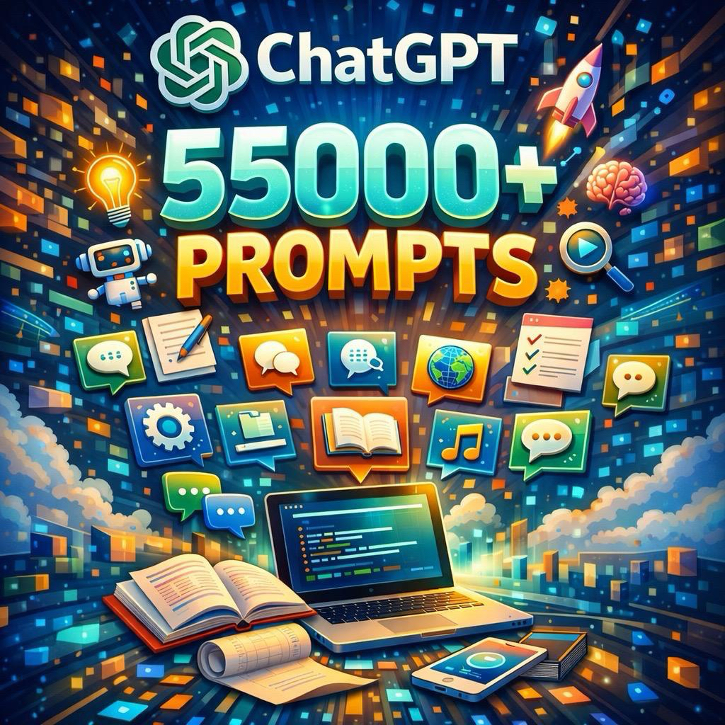 55,000+ ChatGPT Prompts Bundle | Ultimate AI Prompt Pack for Content Creation, Marketing & Business Growth