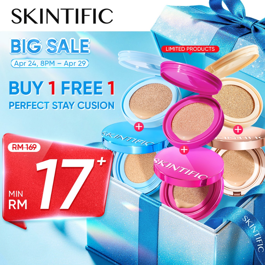 【BUY 1 FREE1】SKINTIFIC Refill Cover All Perfect Cushion High Coverage Poreless FlawlessFoundation Makeup 24H Longlasting