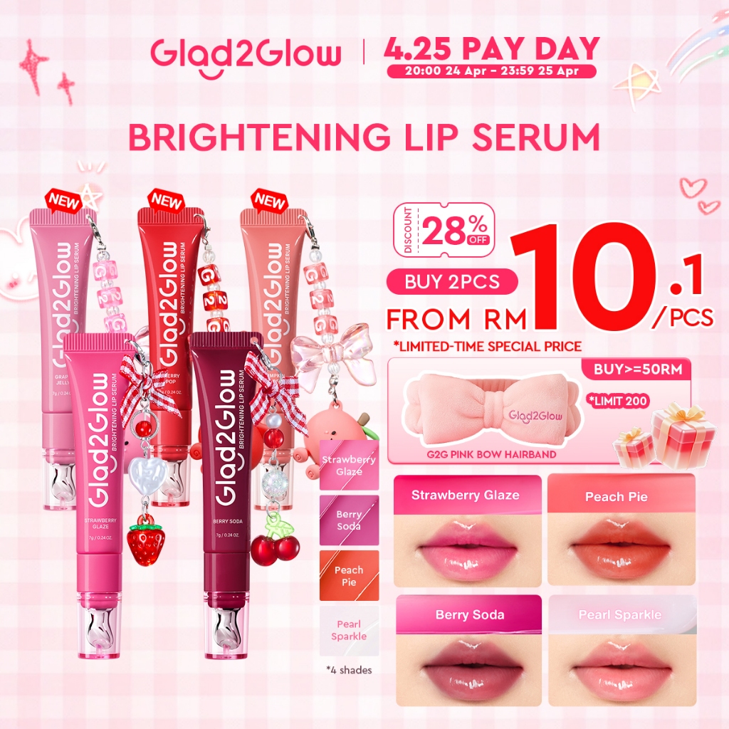 Glad2Glow POUT CANDY Brightening Lip Serum 3in1 lip balm lipstick Hydrating Tinted lipgross