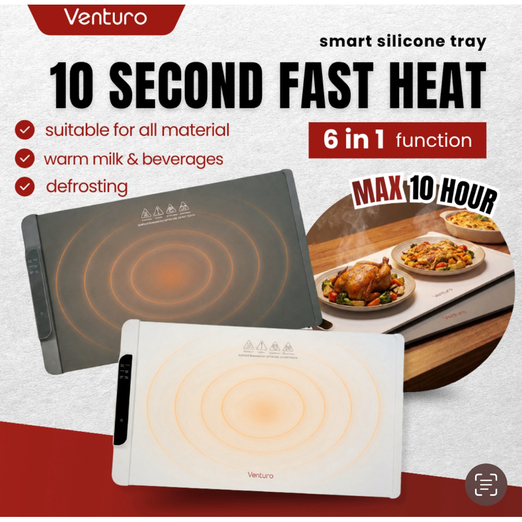 Venturo Electric Food Warmer | Food Heater | Portable Space Food Warmer | 10H Timer | LED Display | Silent Home Warmer