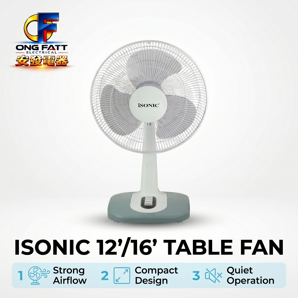 iSonic Table Fan 12" 16" Table Fan Kipas Meja Kipas Angin Meja Cooling Fan Strong Desk Fan