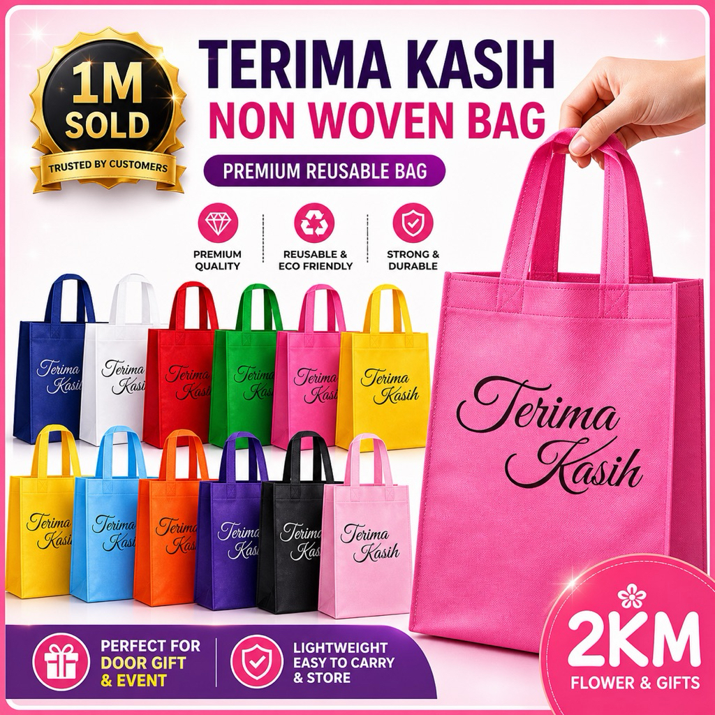 (10PCS) TERIMA KASIH NON WOVEN BAG Thank you Doorgift Goodies Wedding Kahwin Kenduri Hand Pelamin Jamuan
