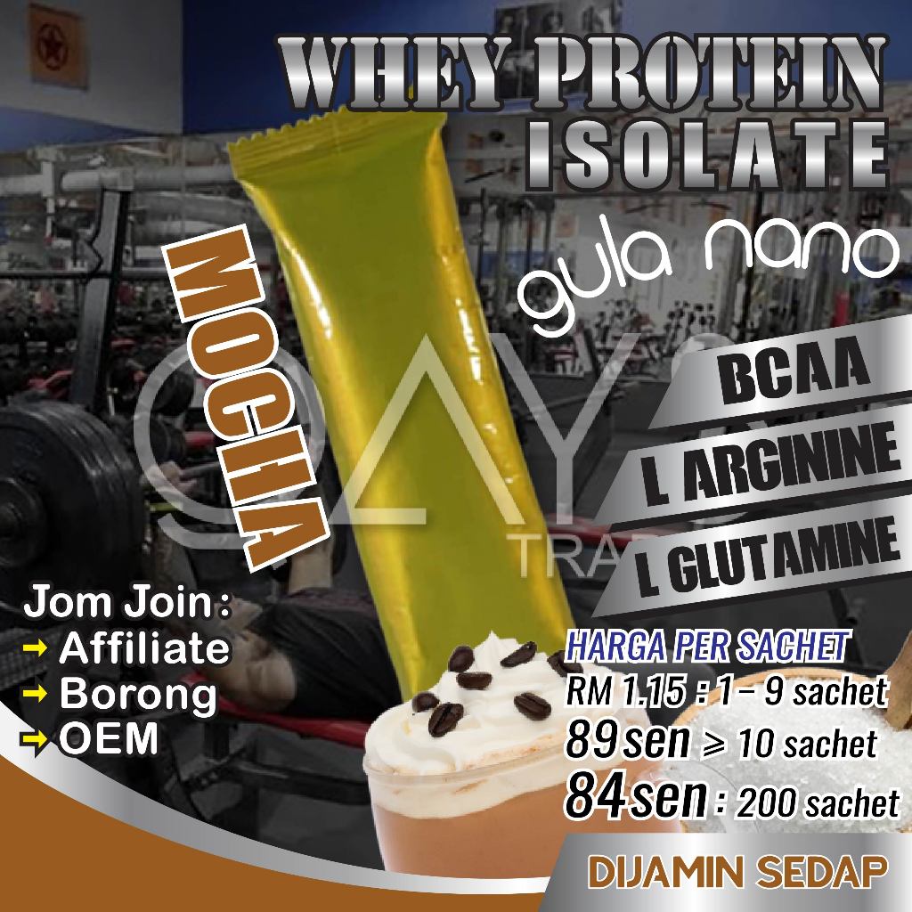 Lelong Y2 WHEY Protein Isolate MOCHA Nano Sugar Brand Popular & Sedap