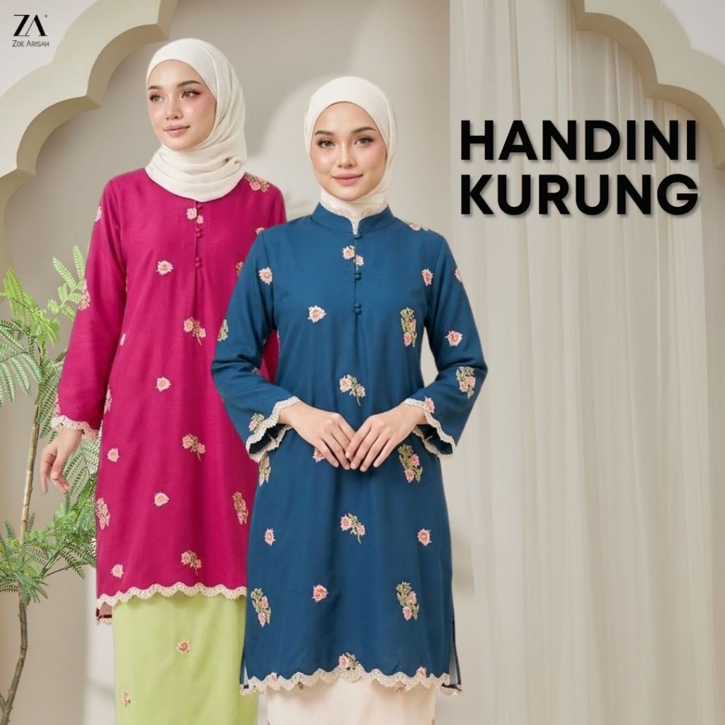 ZOE ARISAH Handini Kurung 2026 Baju Moden Loose Labuh Emyra Lace Muslimah Kebarung Rosalia Oversaiz ZOE ARISSA
