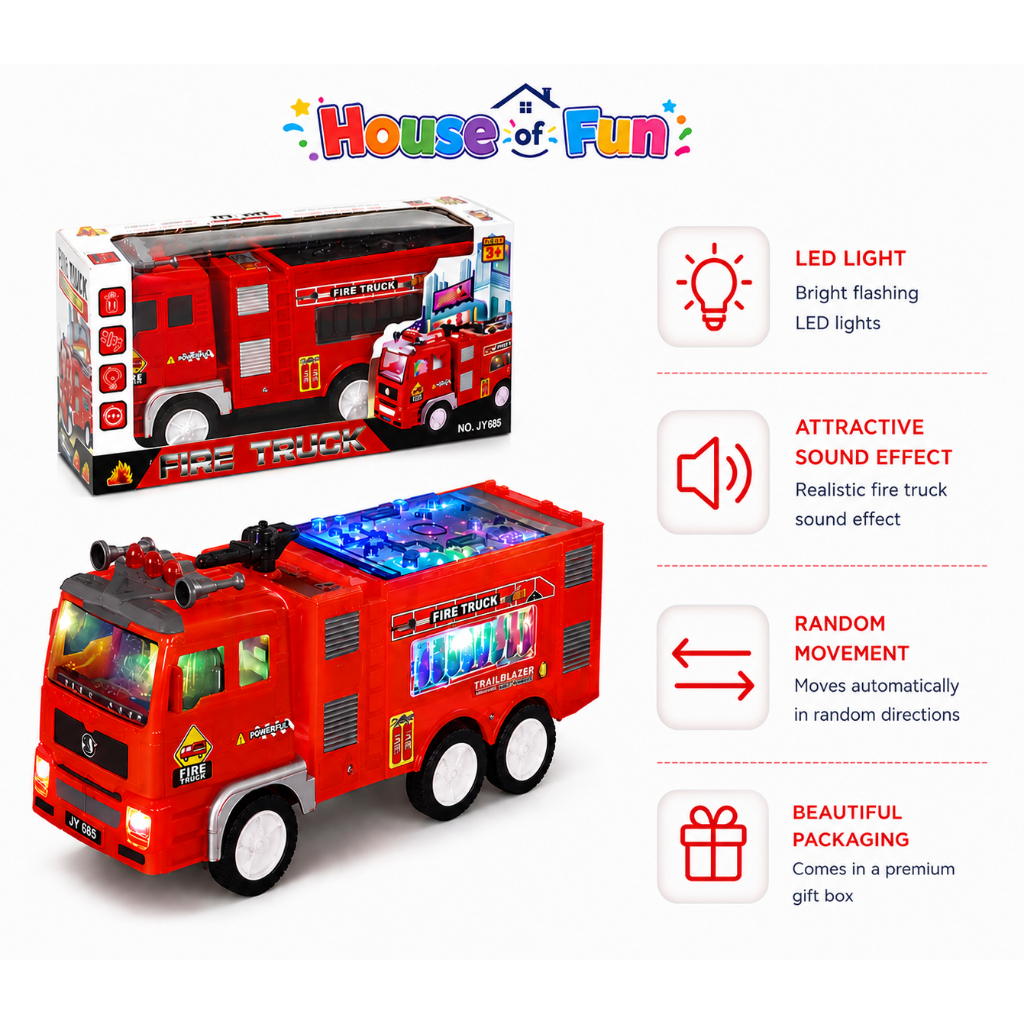 Mainan Budak Lelaki Lori Series Kereta Bomba, Polis, Garbage, Tanker Dengan Lampu & Lagu Toy Truck With Music & 4D Light