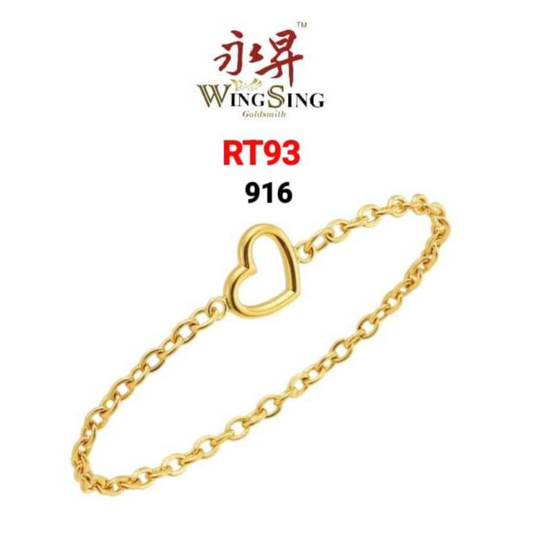 Wing Sing Rantai Tangan Sauh Licin Love Frame Emas 916爱心框框光身万字916黄金手链 916 Love Bracelet