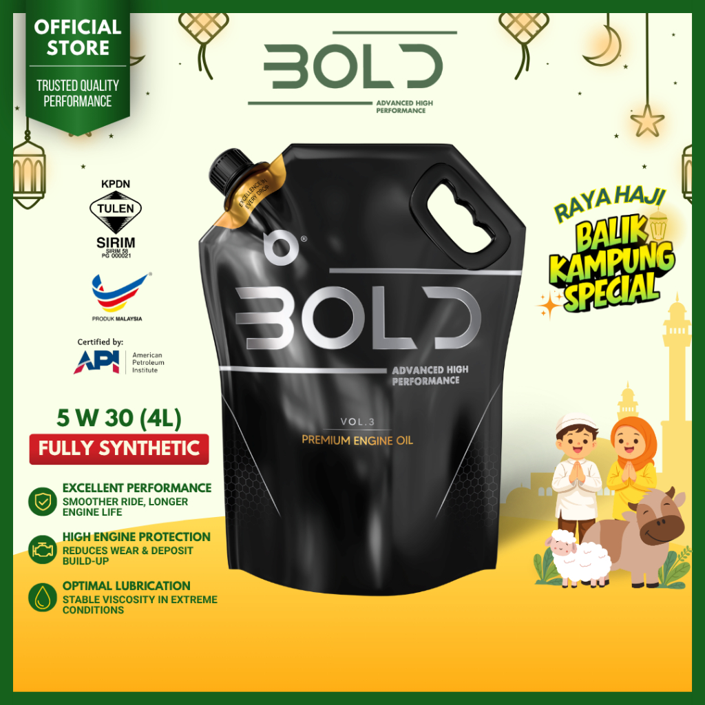 BOLD SIRIM 5w30 3L / 4L Fully Synthetic SP Engine Oil Car 5w-30 Minyak Hitam Enjin Kereta Honda Perodua Proton Toyota