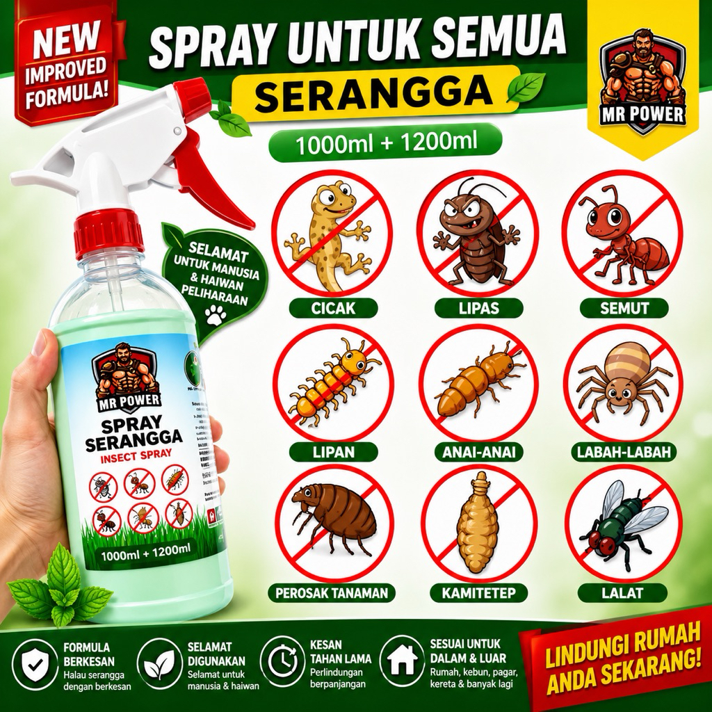 MR Power Insect Repellent Spray Cicak Lizard Lipas Lipan Anai-Anai Anti Serangga
