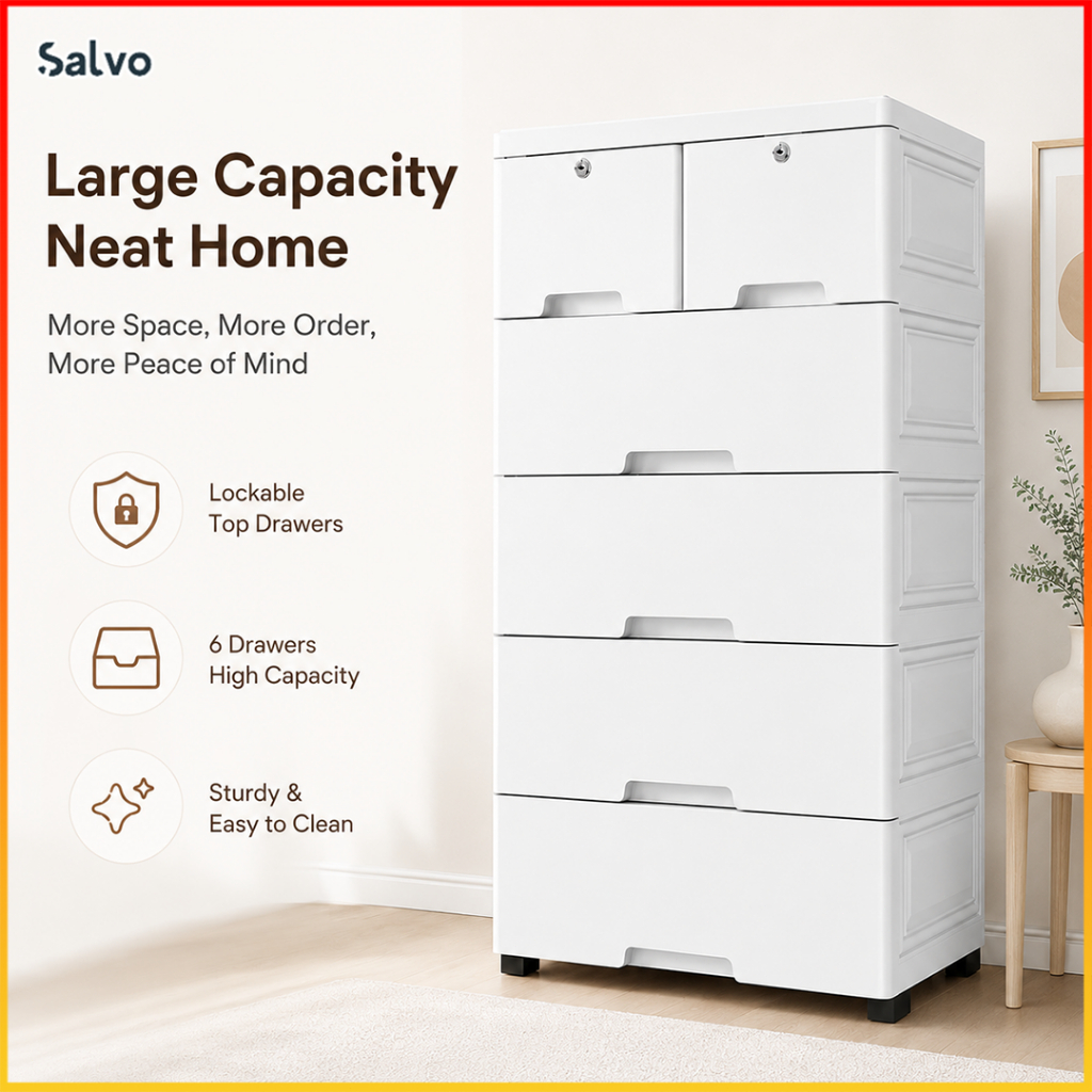 Salvo Plastic Drawer Cabinet Bathroom Cabinet Moving Kitchen Organizer Storage Cabinet laci meja 抽屜櫃