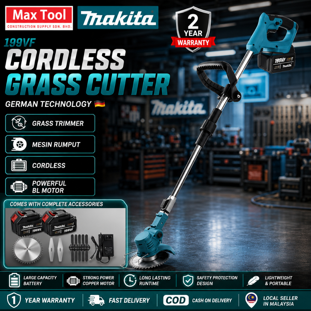 MAKITA Mesin Rumput Bateri Cordless Grass Cutter Mesin Potong Rumput Elektrik Trimmer Rumput Bateri
