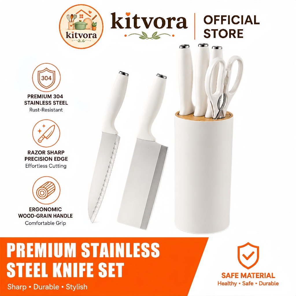 Ramadan Raya Promo 5 Pcs Kitchen Knife Set | Set Pisau Dapur Lengkap | Tajam & Tahan Lama | Sesuai Untuk Juadah Hari R