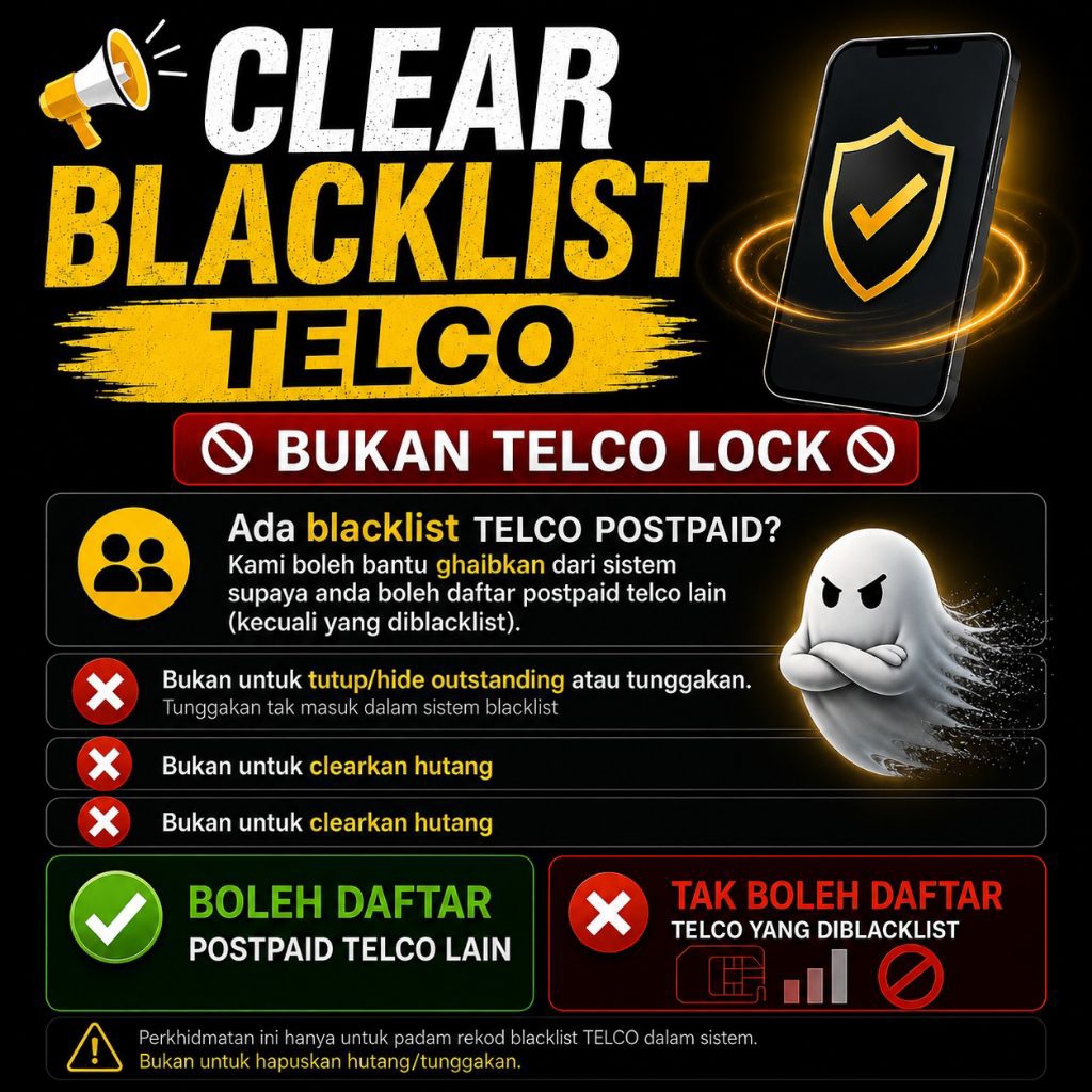 SERVIS TUTUP BLACKLIST TELCO SELAMANYA/60 HARI