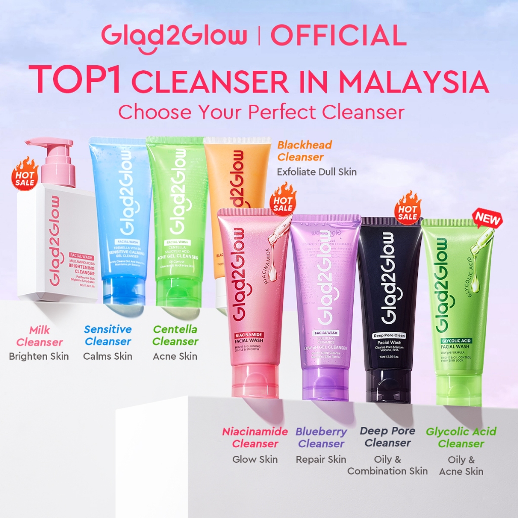 [LIVE EXTRA]Glad2Glow Cleanser All Series-Gentle Face wash/Brightening Pencuci muka/Repair Skin/Anti Acne/glycolic acid