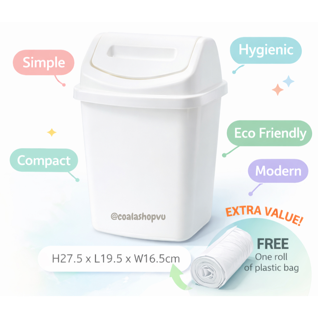 Compact Swing Lid Trash Bin | Desktop Wastebasket Bathroom Trash Can Eco Friendly Bin Modern Hygienic Dustbin