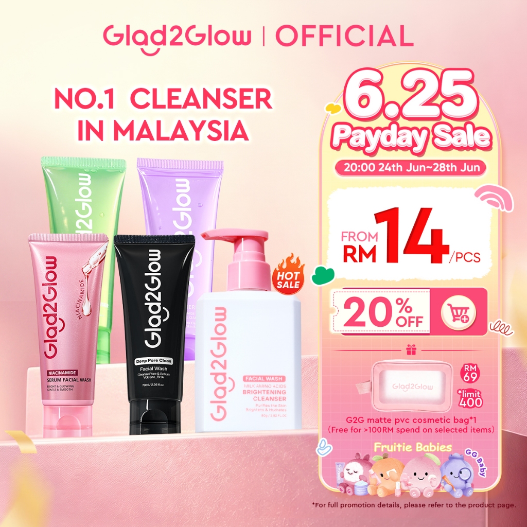 [Live Extra]Glad2Glow Cleanser Milk/Low Ph Gel/Acne Acid/Exfoliating/Sensitive Gentle Face Wash pencuci muka Facial All
