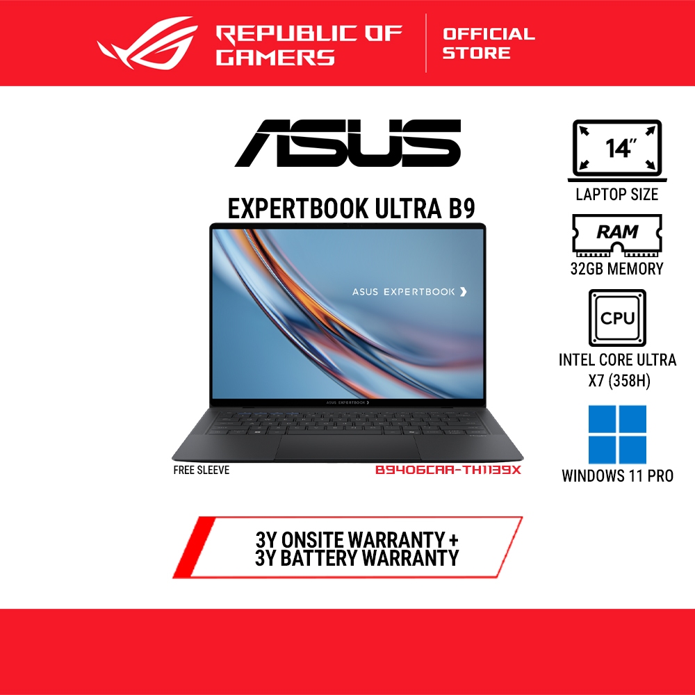 ASUS ExpertBook Ultra ( B9406CAA-TH1139X ) Jet Fog | Intel Core Ultra X7 358H | 32GB | 1TB | 14" WQXGA+