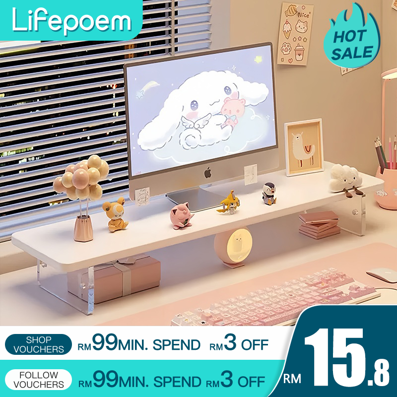 Computer Monitor Stand Organizer Desktop Storage Stand Acrylic Office Rack Komputer Rak Rak Buku Desktop Shelf 电脑增高架
