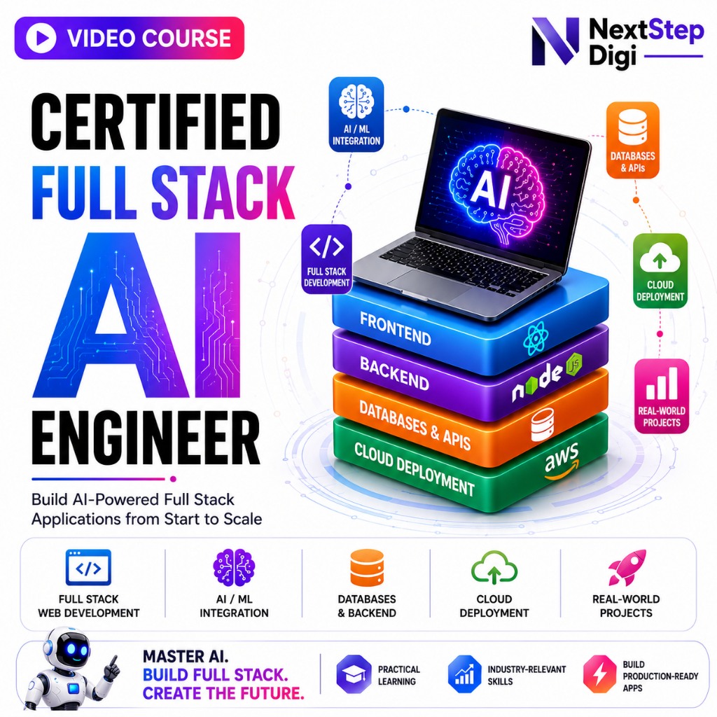 (Course) Certified Full Stack AI Engineer Video Course | AI, Python, RAG, APIs, Full Stack Development & Deployment