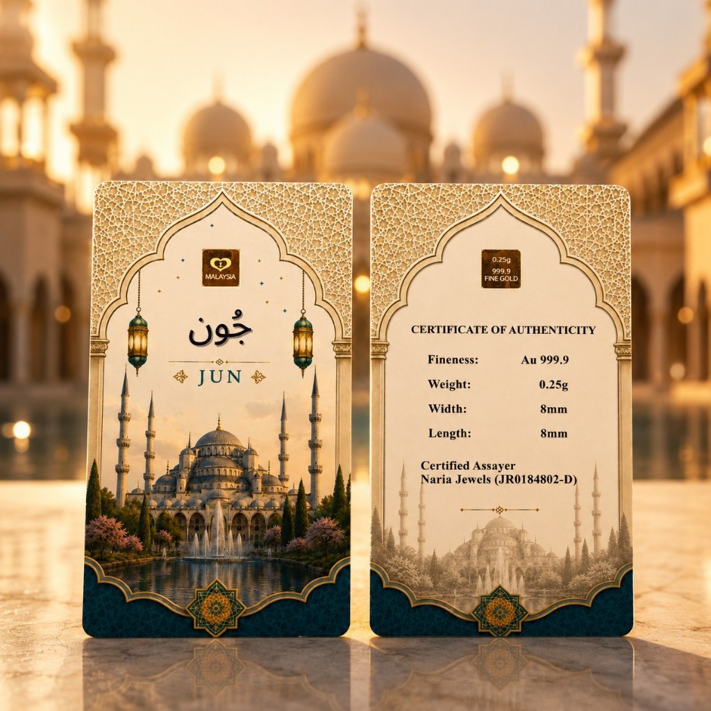 Naria 999.9/24K Gold Bar 0.25gm Jun Jawi Islamic Calendar Gold Bar Emas&hellip;