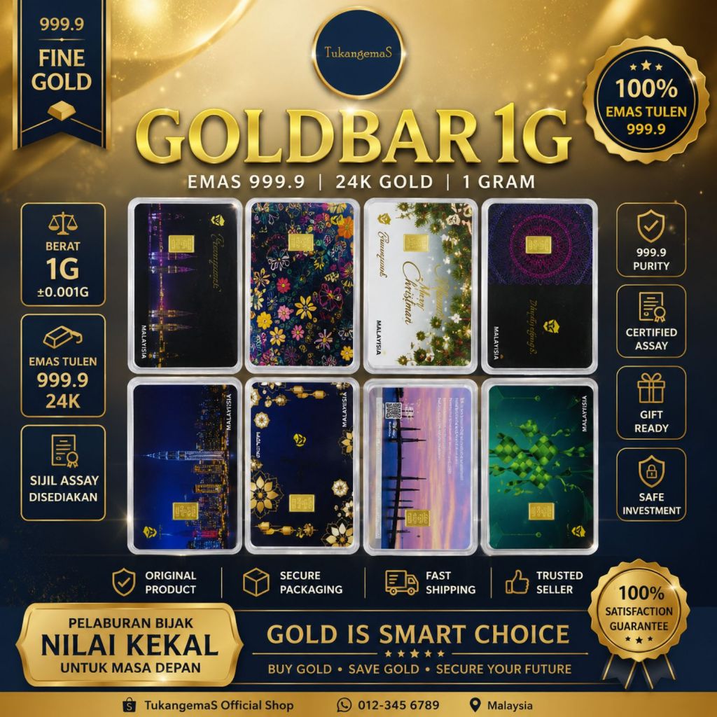 Tukangemas Gold Bar 1g 999.9 Pure 24K  | Resit Rasmi TukangemaS (GB)