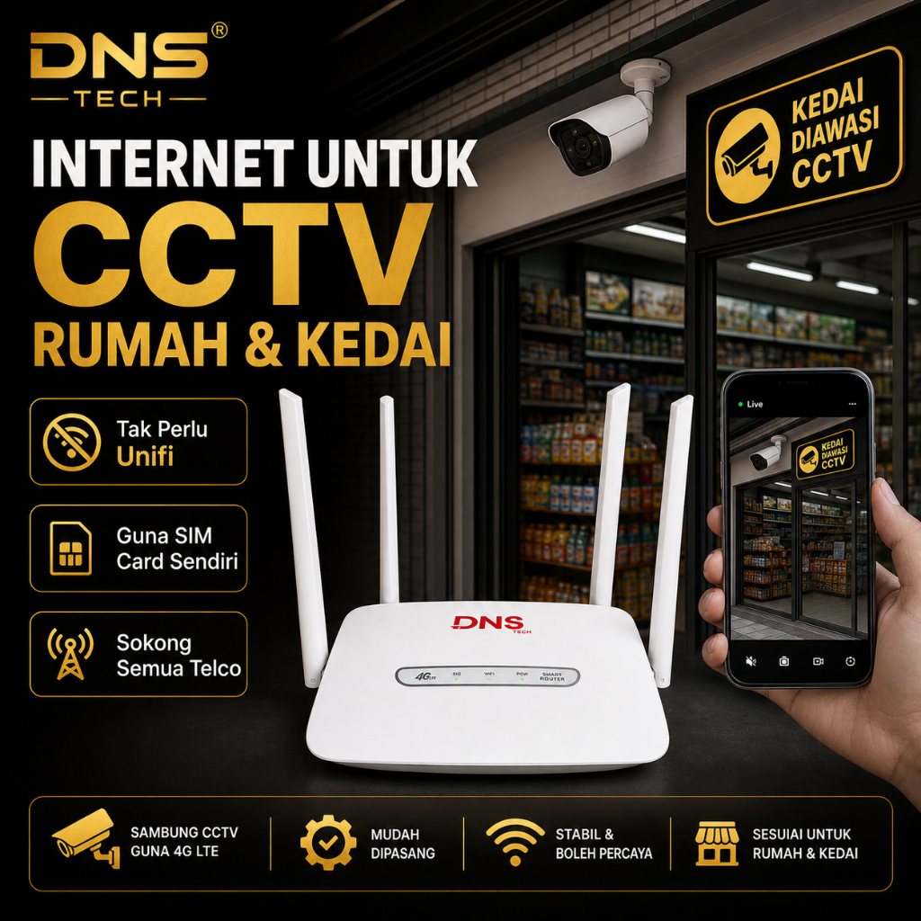 4G LTE Modem C300 Pro Unlimited Data Router WiFi Internet Untuk CCTV Rumah Kedai Plug & Play