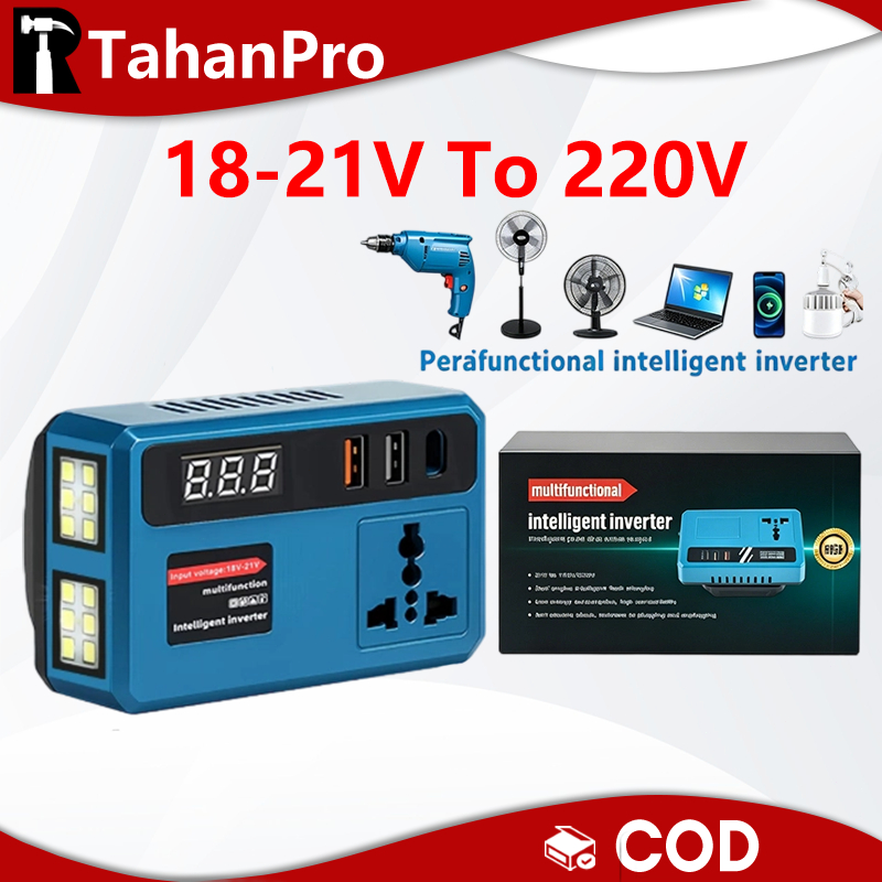 Portable Power Inverters For 21V Battery Inverter 20v to 220v Converter with Dual USB,AC Outlet and Type-C